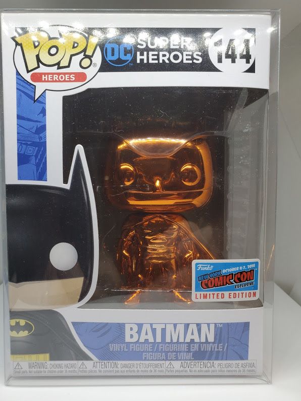 2018 NYCC EXCLUSIVE Funko Orange Chrome Batman #144