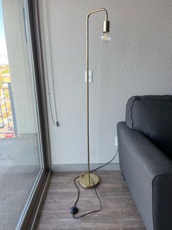 Gold Arc Floor Lamp with Edison Bulb
