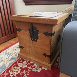 Wood End Table With Iron Detail