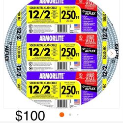 Wire 12-2 Mc Light Cable 250ft $100