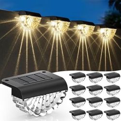 New-Solar Lights Outdoor, Solar Deck Lights, 12 Pack Solar Fence Step Lights Outdoor Waterproof LED for Outside Patio Stairs Yard Garden Backyard Deco