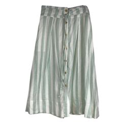 Women’s A New Day mint and white striped button midi skirt linen blend size XS