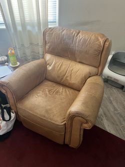 Yellow leather recliner