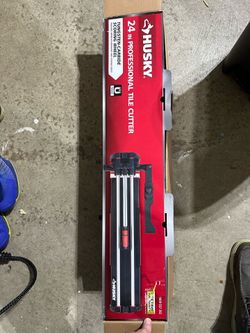 Husky 24 In Tile Cutter with Tungsten Carbide Blade and Adjustable Gauge