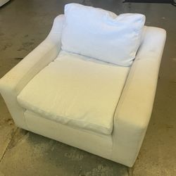 Large White Accent Chair 