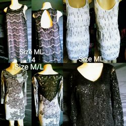 Dresses  or skirts in different styles and sizes