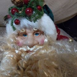 Handpainted Santa Ornament Head. Jester. Imperial Farmhouse. 11.5 inches. Unique