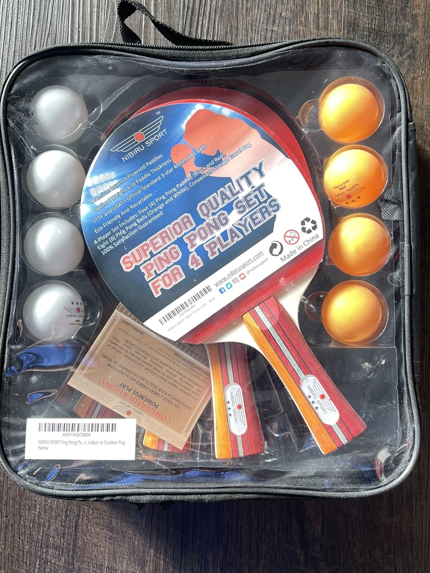 NIBIRU SPORT Ping Pong Paddle Set (4-Player Bundle), Pro Premium Rackets, 3 Star Balls, Portable Storage Case, Complete Table Tennis Set with Advanced