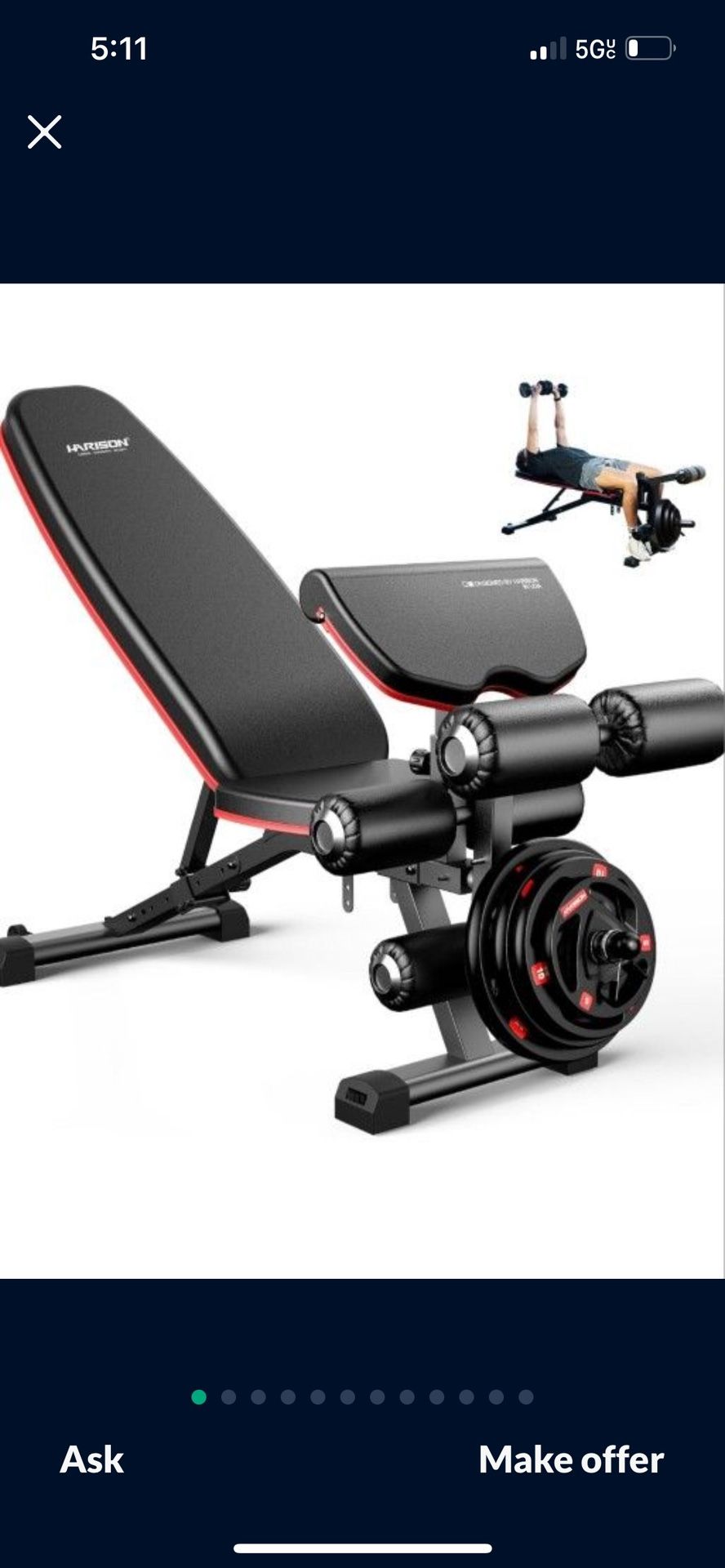 Adjustable Weight Bench with Leg Extension and Preacher Pad