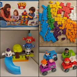 Mega Bloks Huge bag, Peek A Bloks & Cocomelon Vehicles Bundle