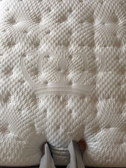 White Quilted Mattress with Crown Emblem