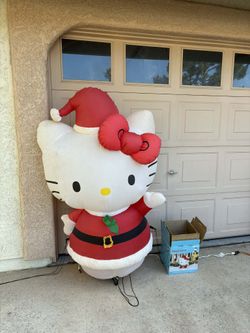 Christmas Inflatable Hello Kitty in Holiday Dress, 3.5 ft Tall