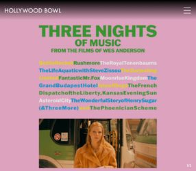 Hollywood Bowl Music From Wes Anderson Films Friday, July 10 - 2 tickets