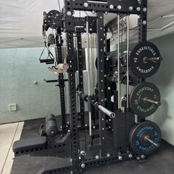 Squat Rack with Smith Machine & Cable Pulley - Home Gym