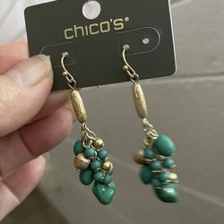 Earring Turquoise Color  And Gold F Chico’s