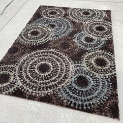 Cool Medallion Pattern Shag Area Rug (5’4”x7’6”)