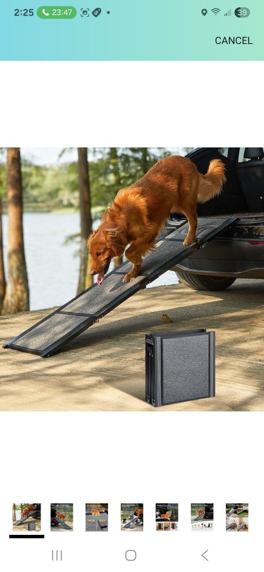 Upgraded Dog Ramp for Car 71'' X-Long & 19.7" Wider Folding Dog Ramps for Large Dogs with Non-Slip Rug Surface Portable Doggy Ramps for SUV Car & Truc