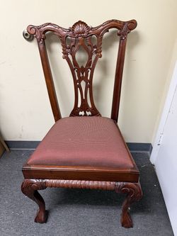 Elegant Vintage Carved Wood Accent Chair