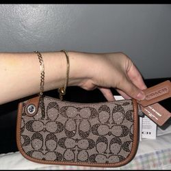 NWT Coach Swinger 20 Bag With Chain In Crystal Signature Jacquard