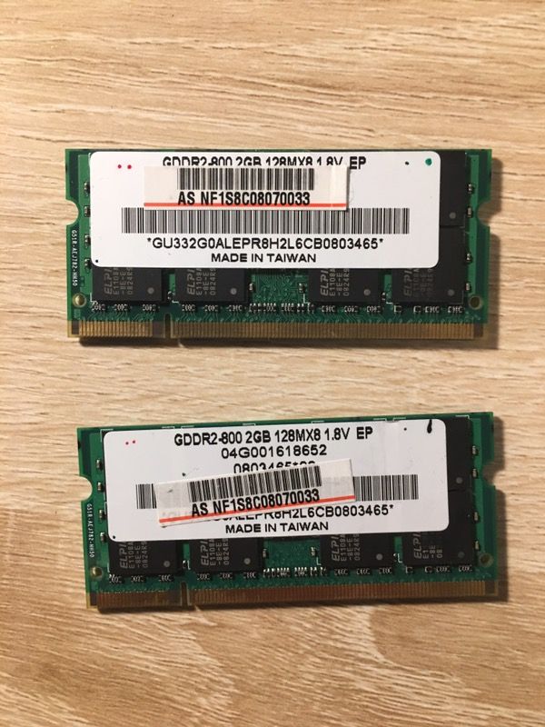 4GB (2 x 2GB) GDDR2-800 Notebook Laptop Ram Memory
