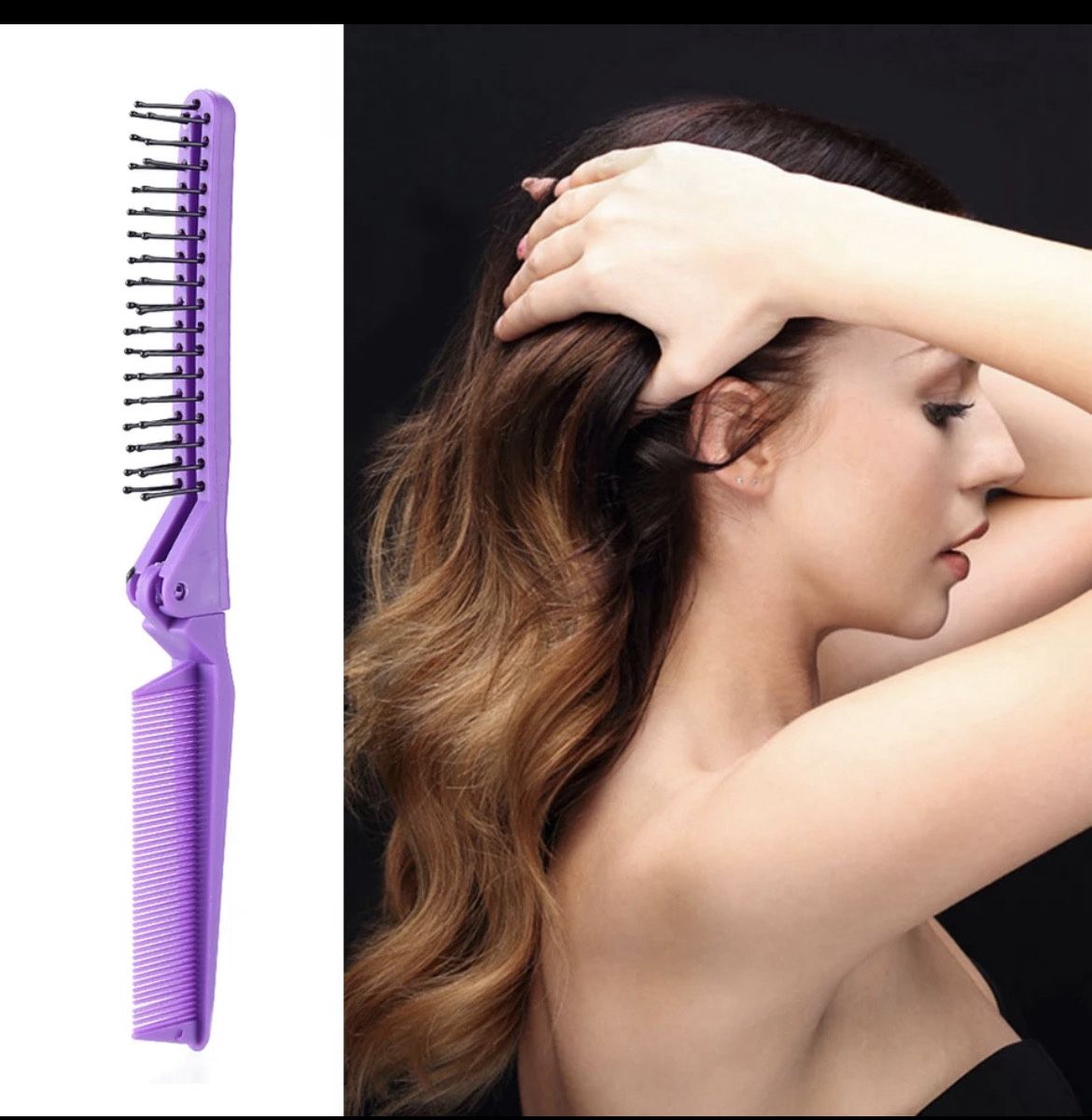 Portable Travel Folding Hair Brush Compact Pocket Double Headed Anti-static Comb