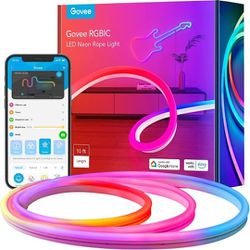 Govee Neon Rope Lights, RGBIC Rope Lights with Music Sync, DIY Design, Works with Alexa, Google Assistant, Gaming Lights, 10ft LED Strip Lights for Be