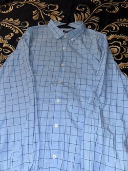 Blue Plaid Button-Down Long Sleeve Shirt
