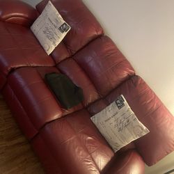 Red Leather Reclining Sofa