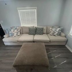 Beige Sectional Sofa with Ottoman 
