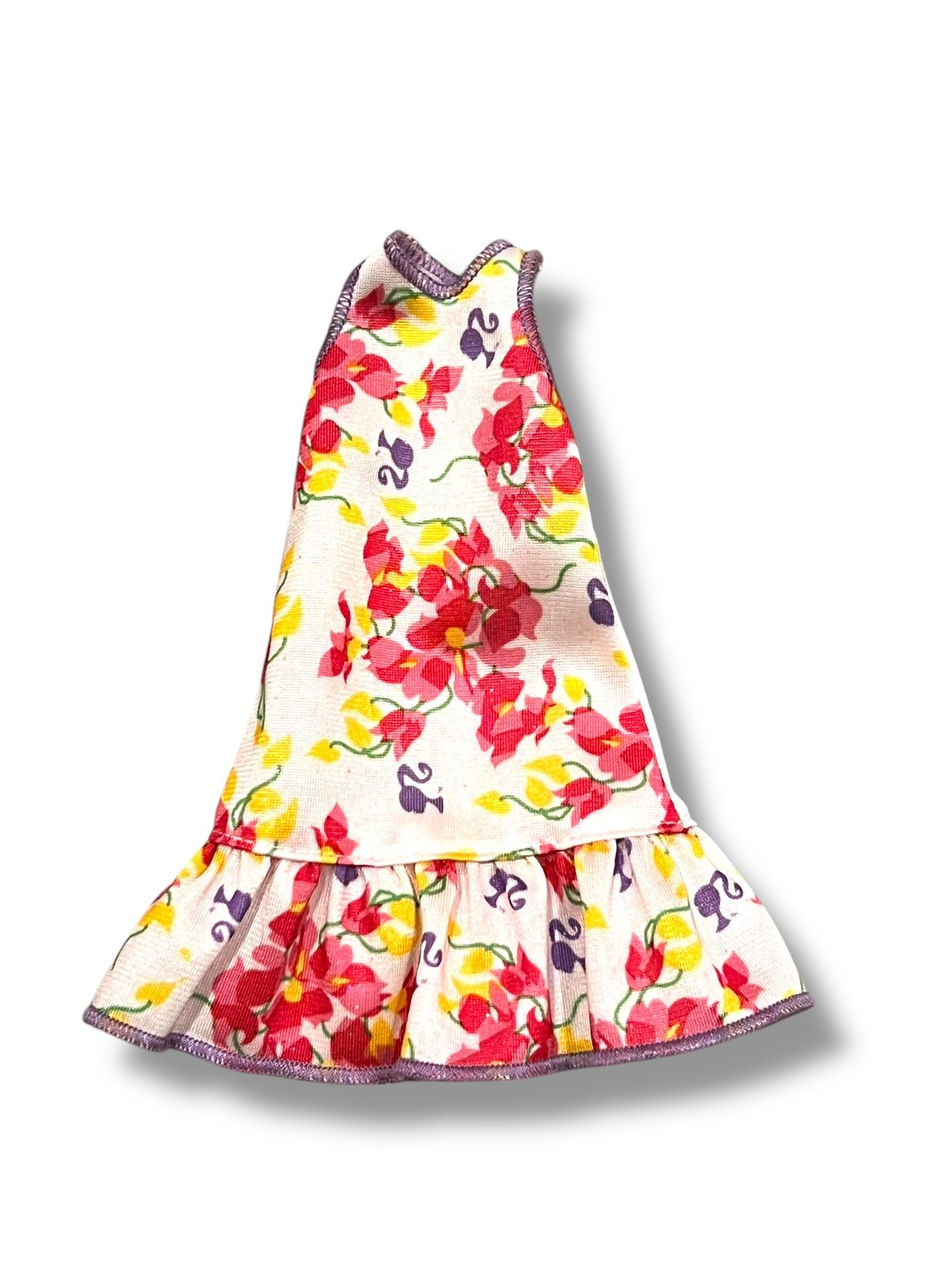 Barbie Doll Dress Fashionistas Modern White Floral Print Pink Yellow Purple