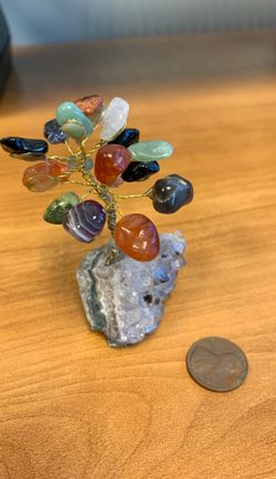 Little crystal tree on amethyst cluster