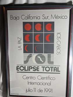1991 Total Solar Eclipse Large Lithograph - Exceedingly Rare