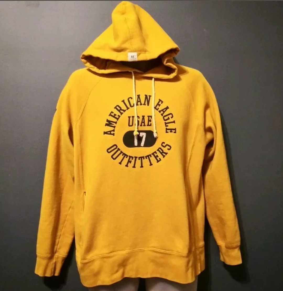 American Eagle Outfitters USAE, Mens Yellow Pullover Hoodie, Size Medium