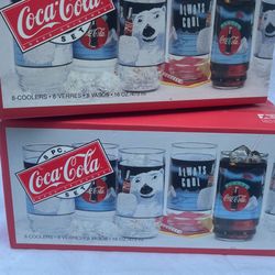 8 Piece Coca Cola  Brand 16oz Glasses (2Boxes Unopened)