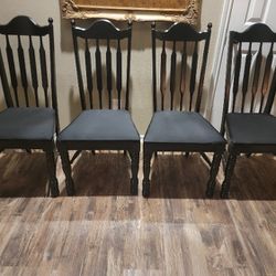 4 Black Wooden Kitchen Chairs 