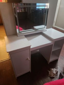 Kids vanity with mirror and chair