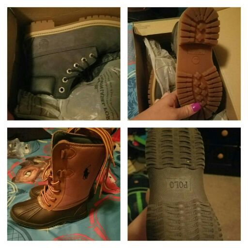 Timberlands and polos $50 each
