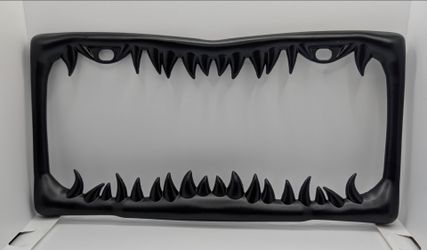 Shark Tooth License Plate Frame (Black Painted Metal)