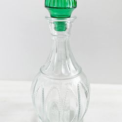 AVON Vintage Art Deco  Glass Decanter with Emerald Top
