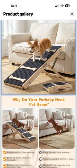 Brand New Portable Dog Ramp for Smaller Dogs 7 Height Levels, Max 33Lbs