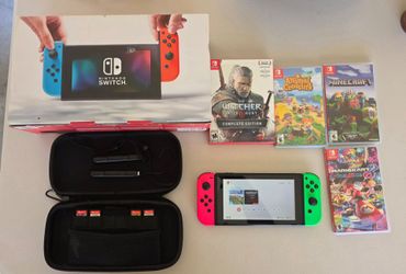 Nintendo Switch with Games and Case