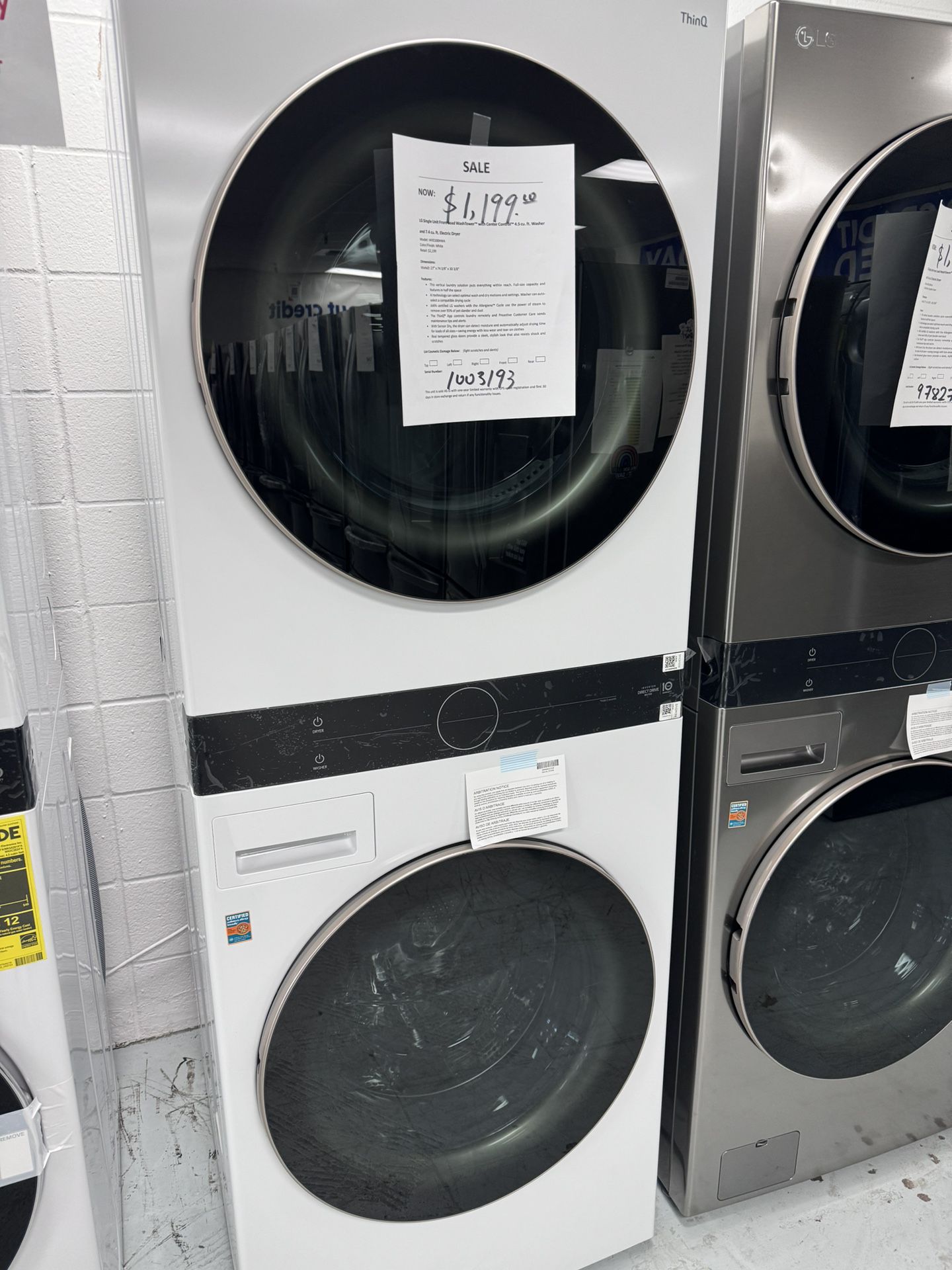 Free Delivery LG Stackable Front Load Washer And Dryer Set