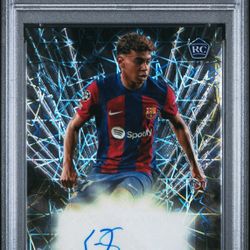 2023 Lamine Yamal Topps UCC Chrome Black Lazer Auto PSA 8 FC Barcelona 