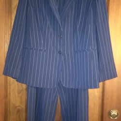 2pc Ladies Navy Blue Stripe Suit