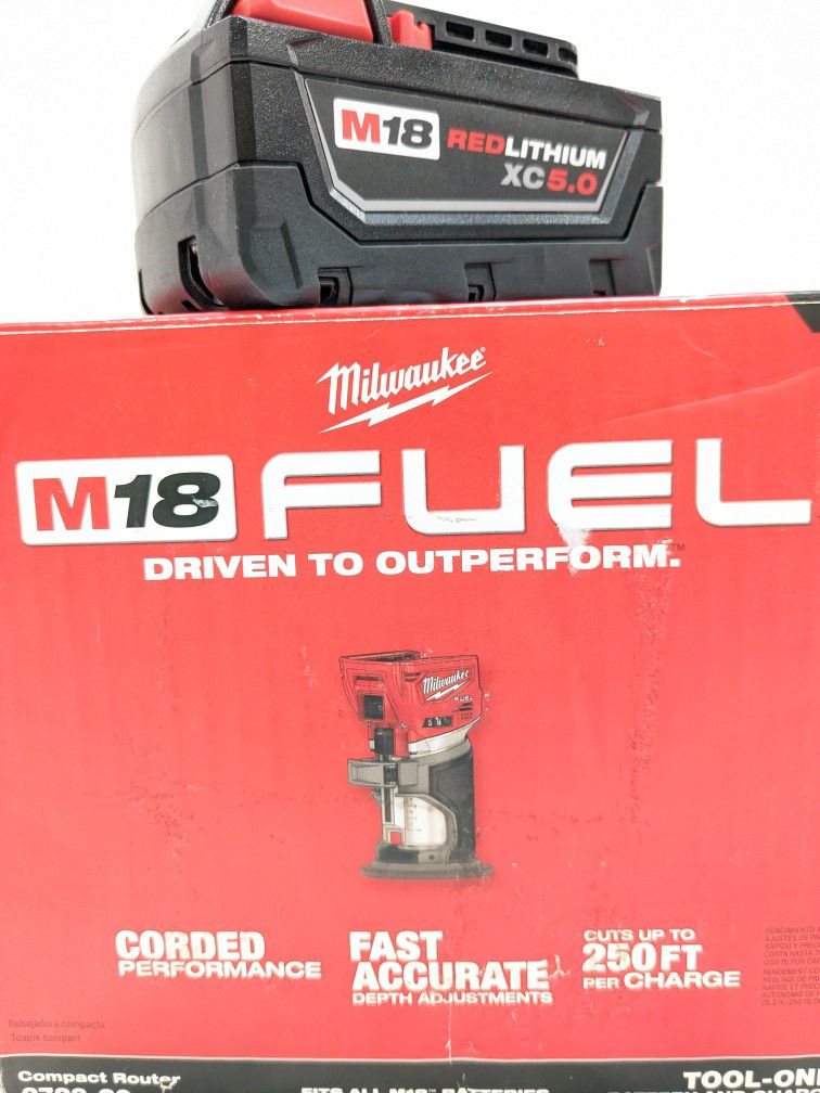 M18 Milwaukee FUEL Brushless Router + XC 5.0 Battery Pack 