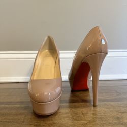 Christian Louboutin Bianca 120MM Nude Calf Classic Heel Size 9.5 Womens