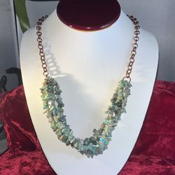 Collar De Turquesas Naturales Con Cadena De Copper