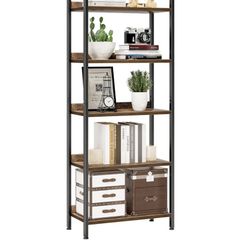 Modern Rustic set of 2 wood and metal bookshelves- Perfect Condition 