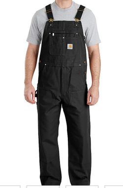 Carhartt Men's Iconic R01 Duck Bib Overall Black Sz 32x32
