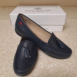 Marc Joseph New York Riviera Tassel Loafers Navy Grainy Women's Shoes,  Size 7M